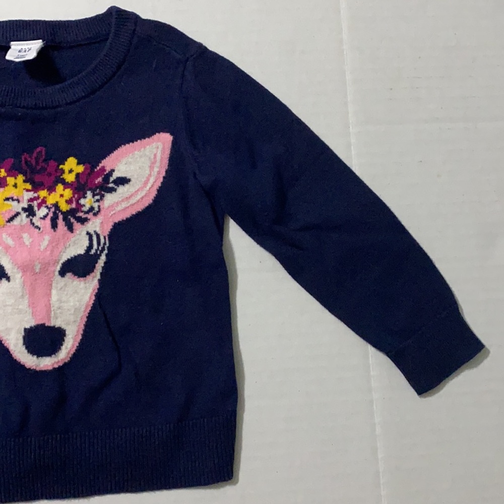 Gap 2T Navy Reindeer Sweater - Picture 4 of 6